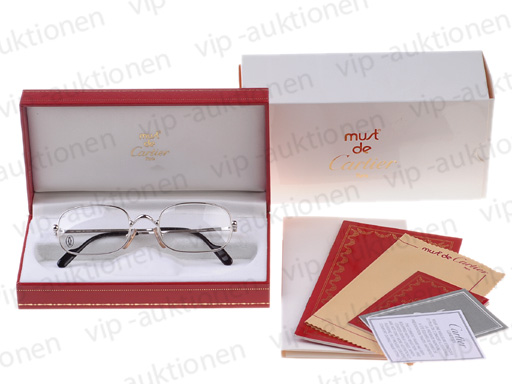 CARTIER BRILLE SONNENBRILLE PLATIN FINISH EYEGLASSES FRAME LUNETTES 