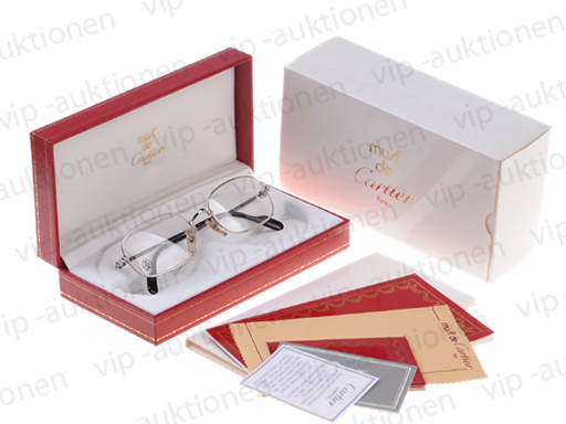 CARTIER BRILLE SONNENBRILLE PLATIN FINISH EYEGLASSES FRAME LUNETTES 