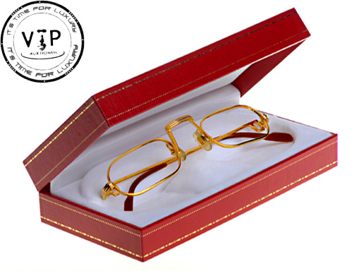 CARTIER DEMI LUNE BRILLE / LESEBRILLE GOLD FINISH GLASSES FRAME 